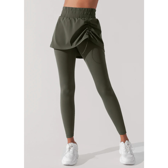 Olive Green Women's Skirted Bungee Leggings Popflex - Picture 1 of 8